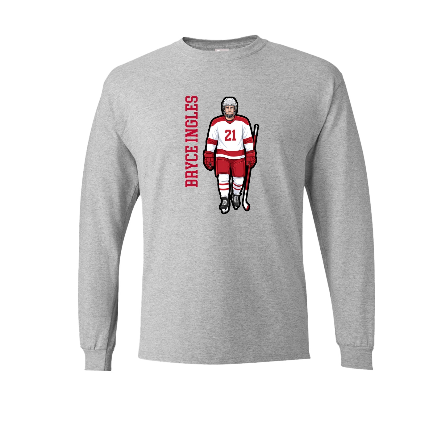 Long Sleeve Tee — Name Vertical in Grey