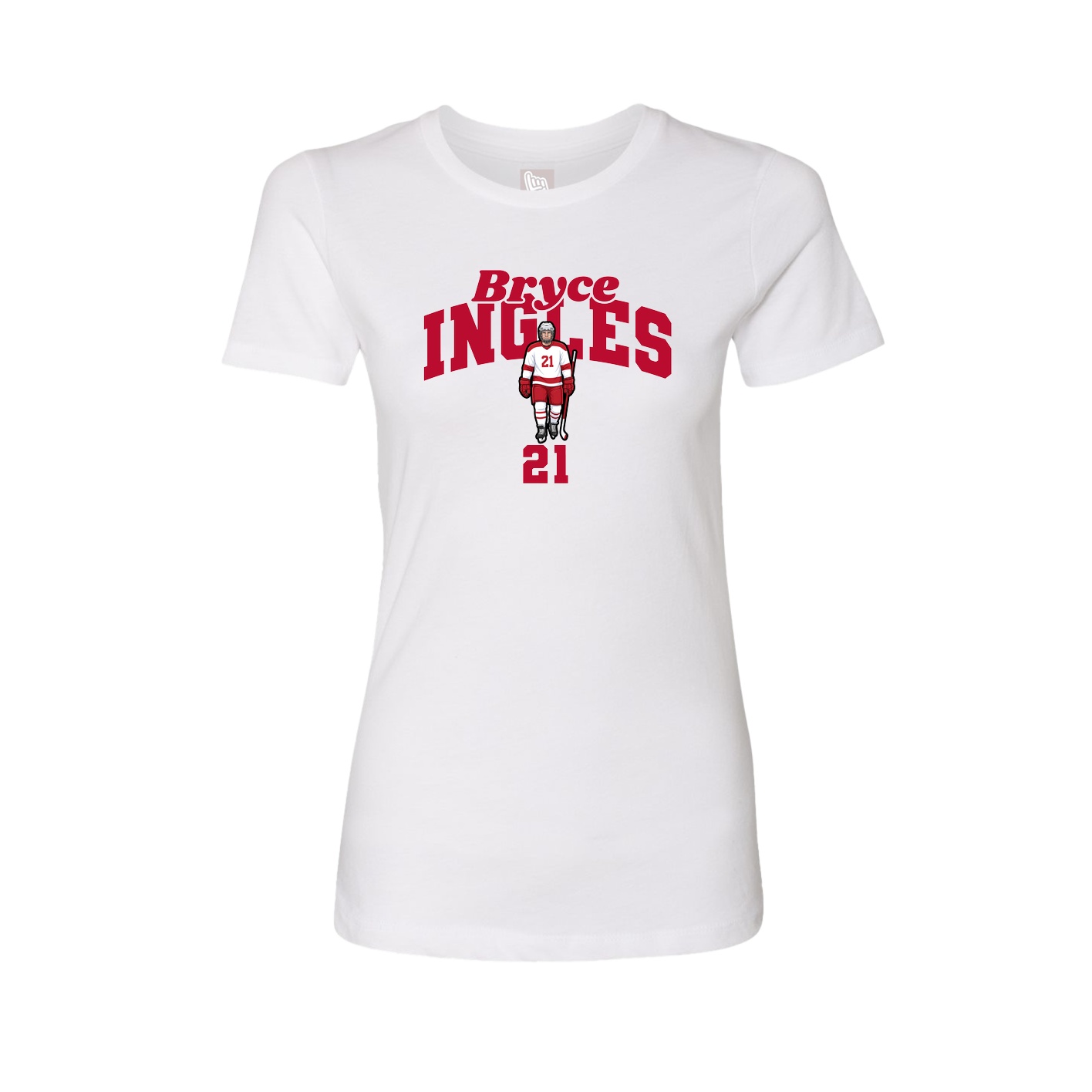 Fitted Women's Tee — Signature Arch in White