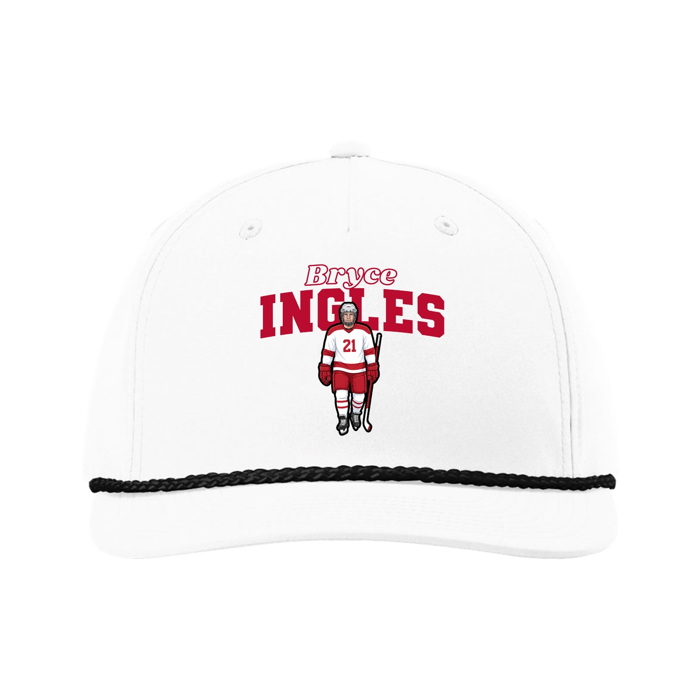 Five-Panel Classic Rope Cap — Name Arch in White