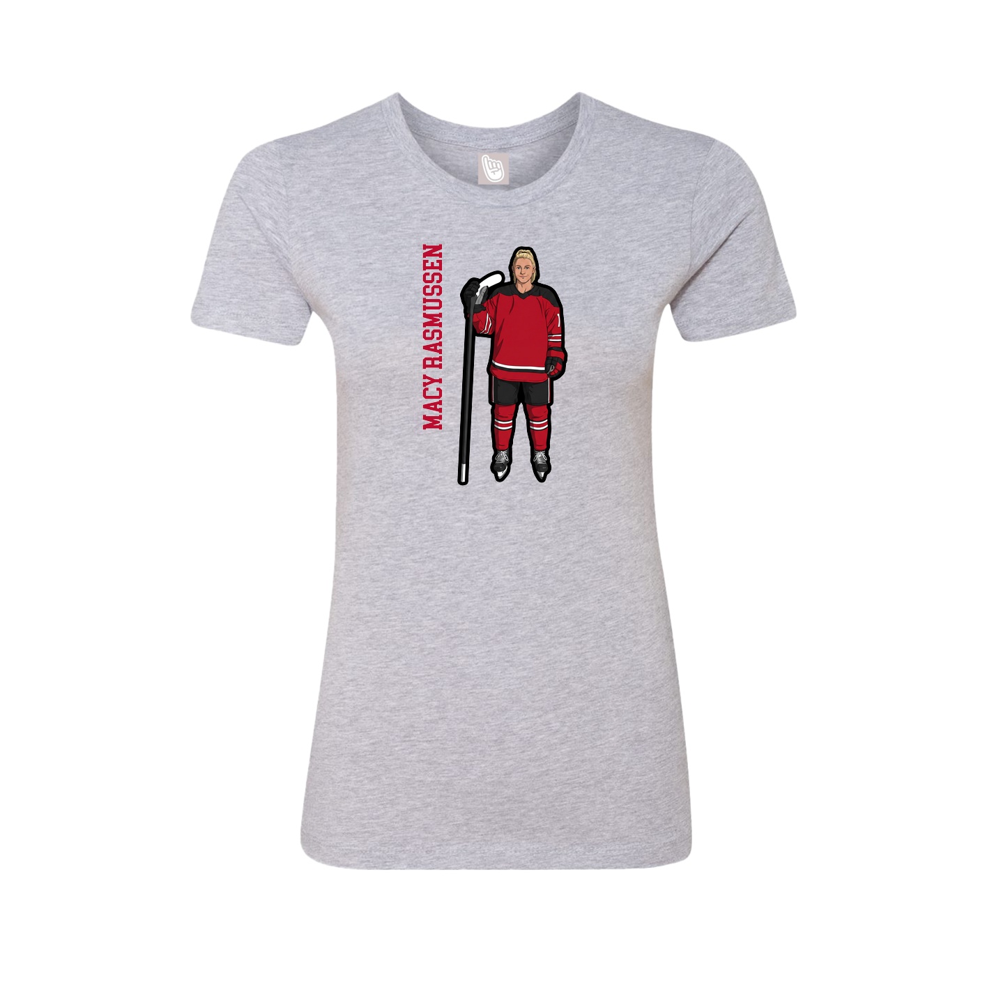 Fitted Women's Tee — Name Vertical in Grey