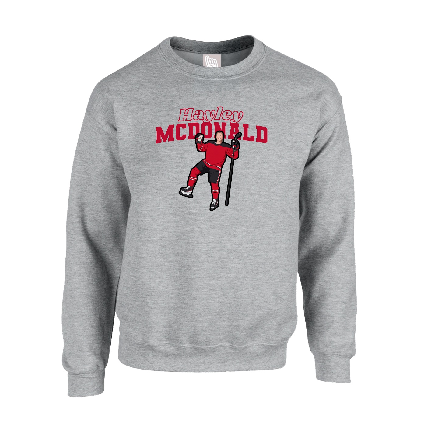 Fleece Crew — Name Arch in Grey