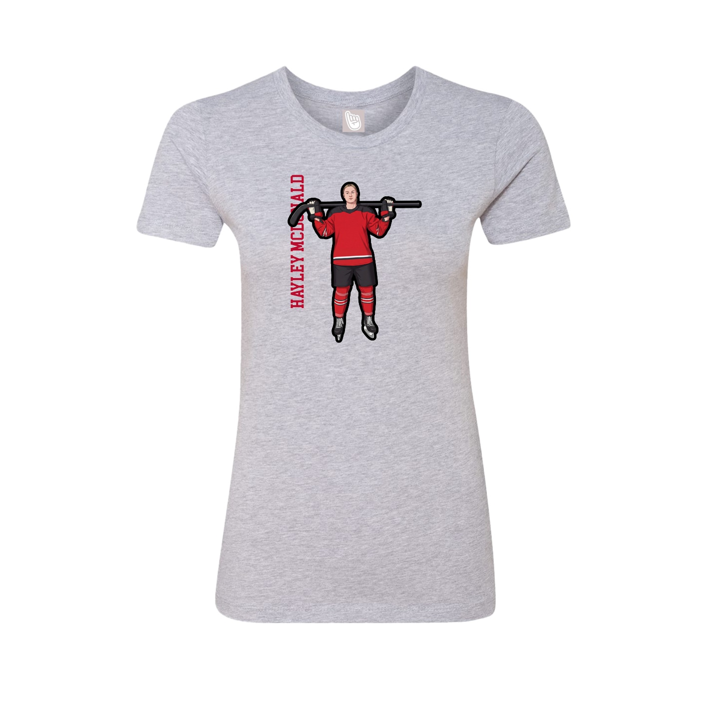 Fitted Women's Tee — Name Vertical in Grey