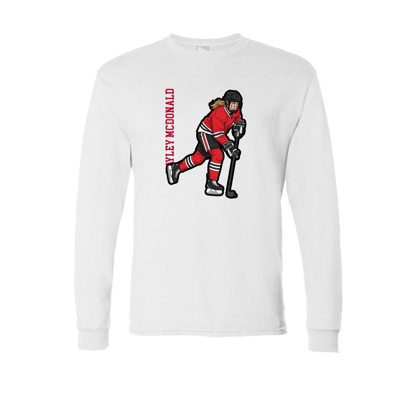 Long Sleeve Tee — Name Vertical in White
