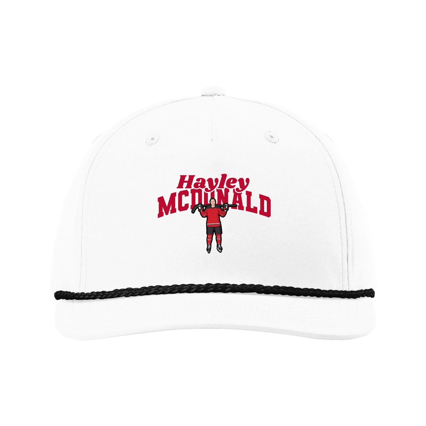 Five-Panel Classic Rope Cap — Signature Arch in White