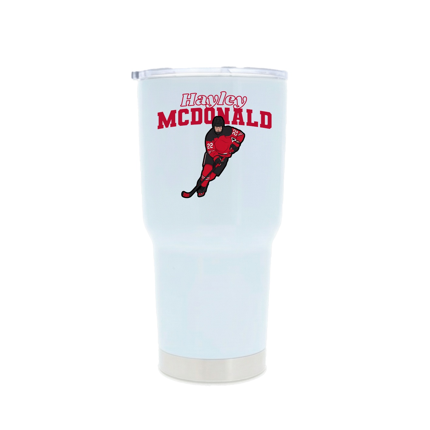 30oz Stainless Steel Tumbler — Name Arch in White