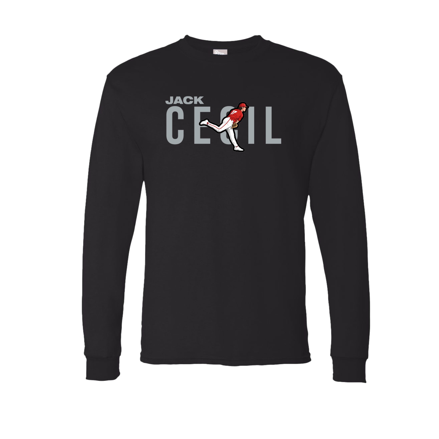 Long Sleeve Tee — Player Name in Black
