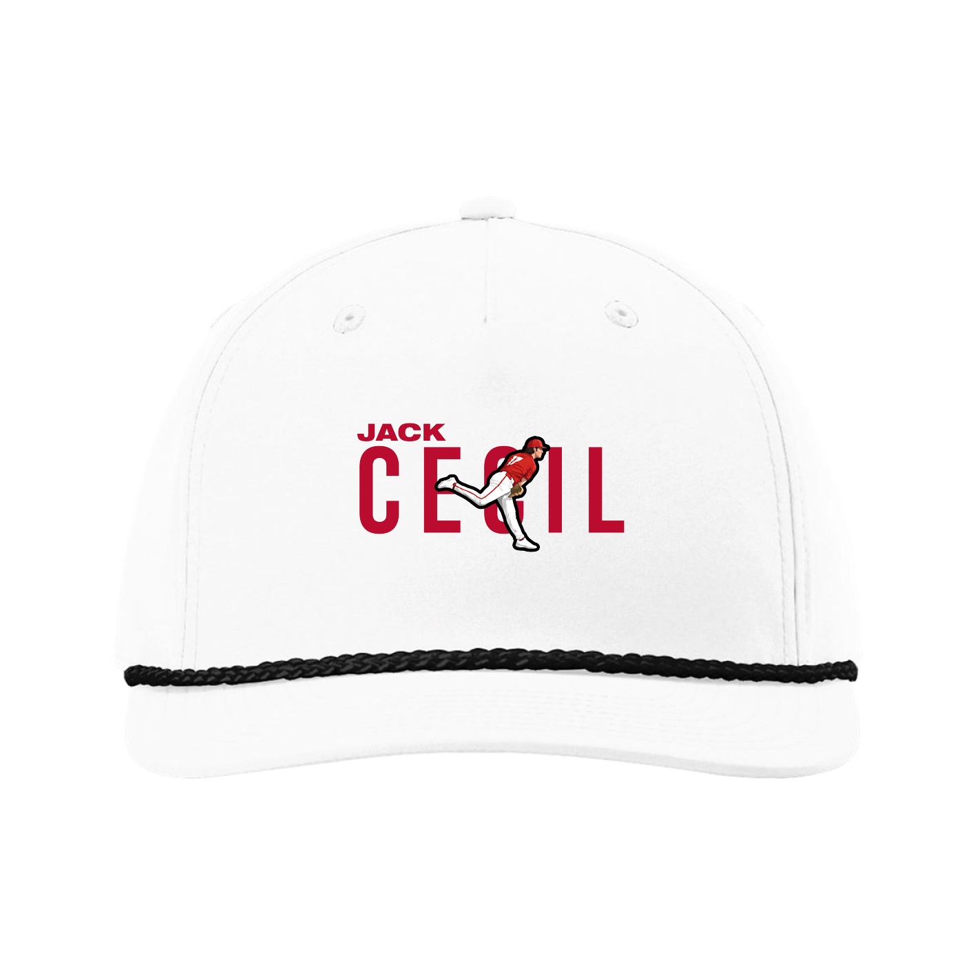 Five-Panel Classic Rope Cap — Player Name in White