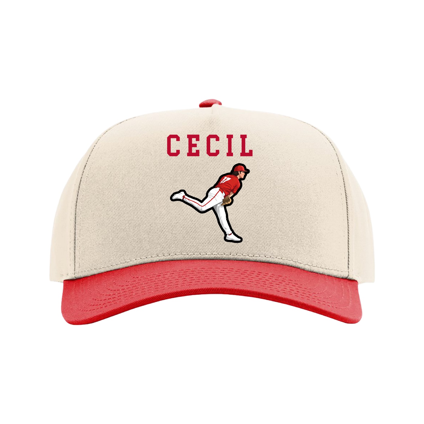 Full Fabric Five-Panel Champ Cap — Shirsey in Cream/Red