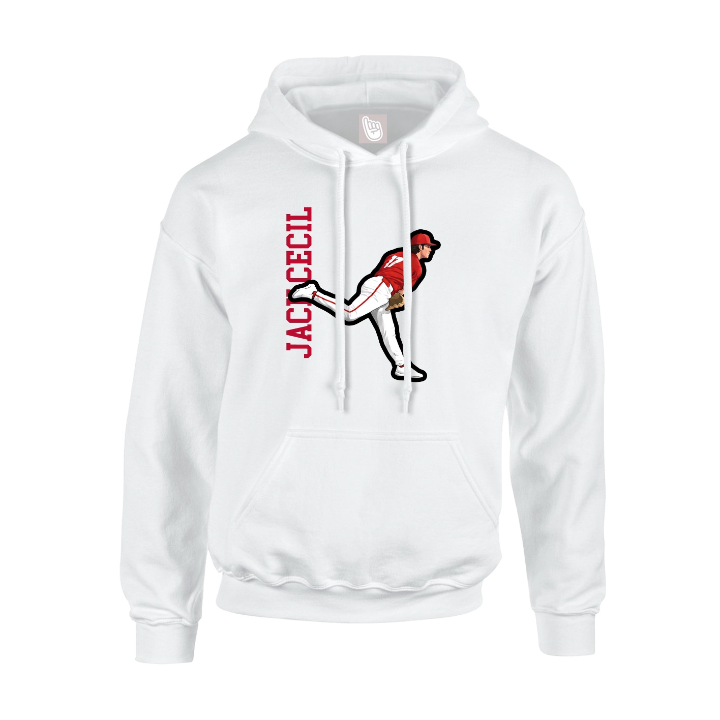 Youth Hoodie — Name Vertical in White