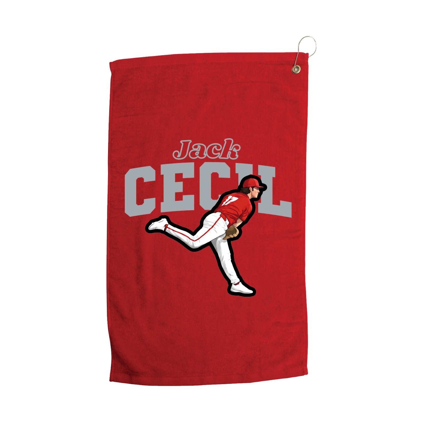 Golf Towel — Name Arch in Red
