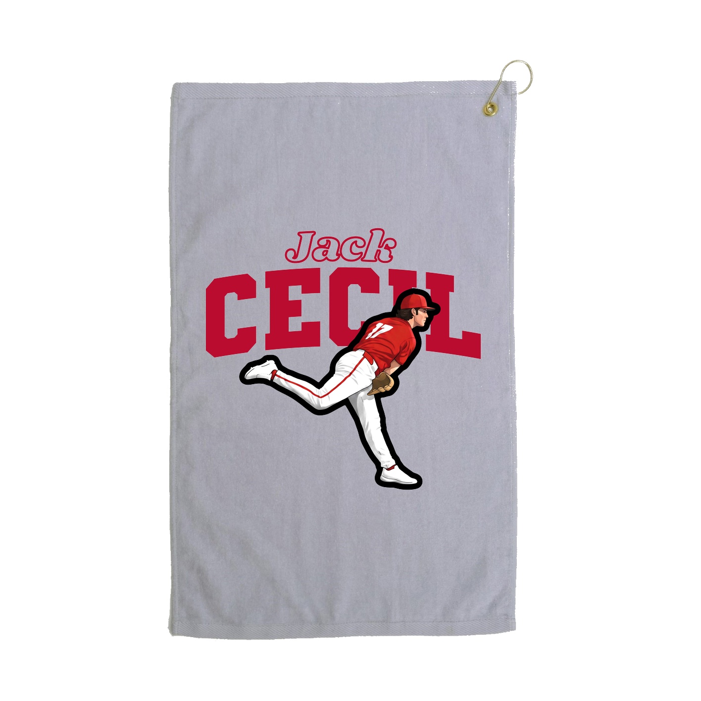 Golf Towel — Name Arch in Grey