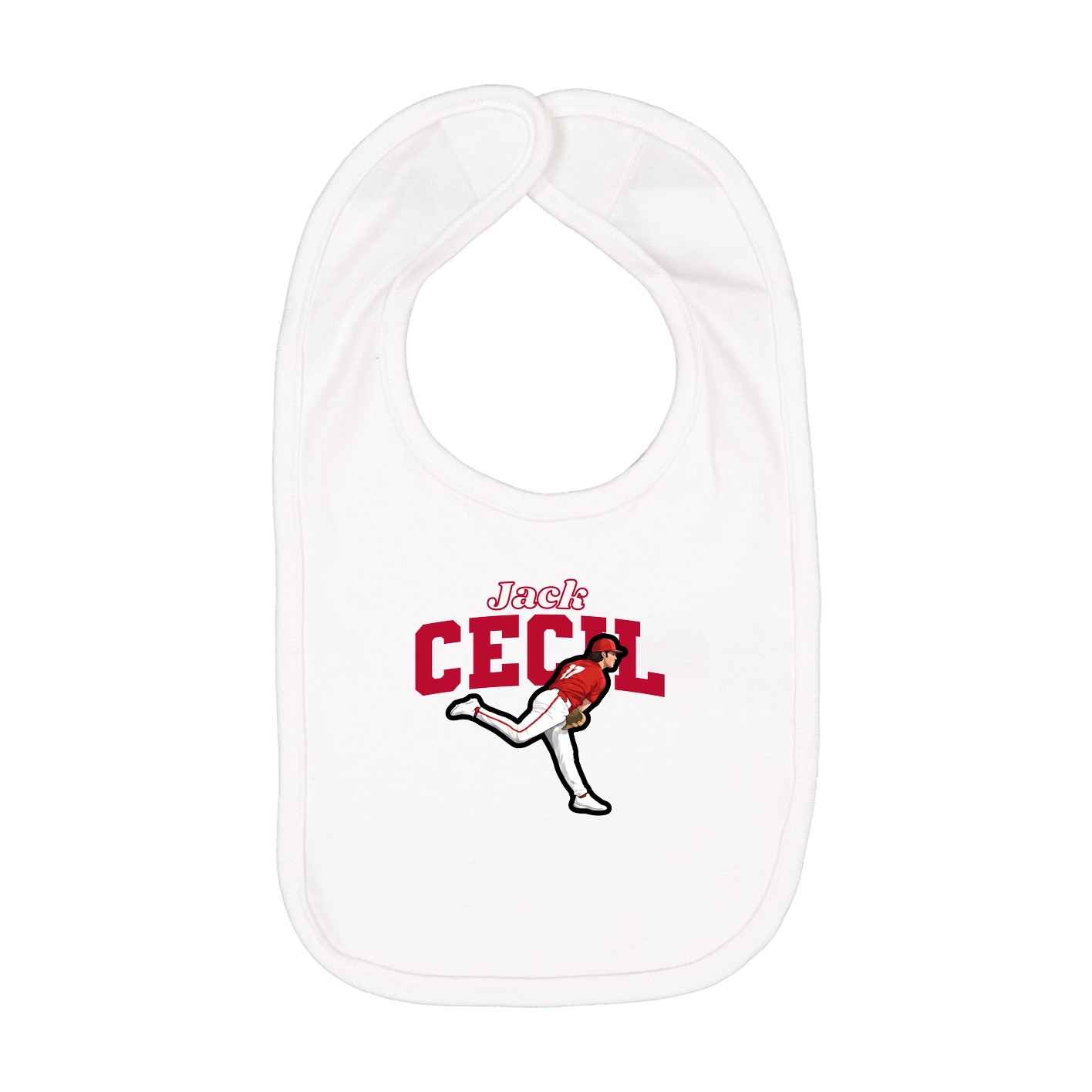 Infant Bib — Name Arch in White