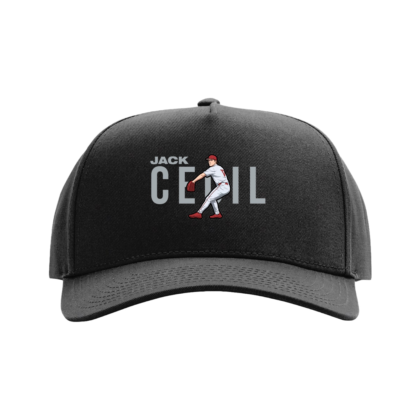 Full Fabric Five-Panel Champ Cap — Player Name in Black