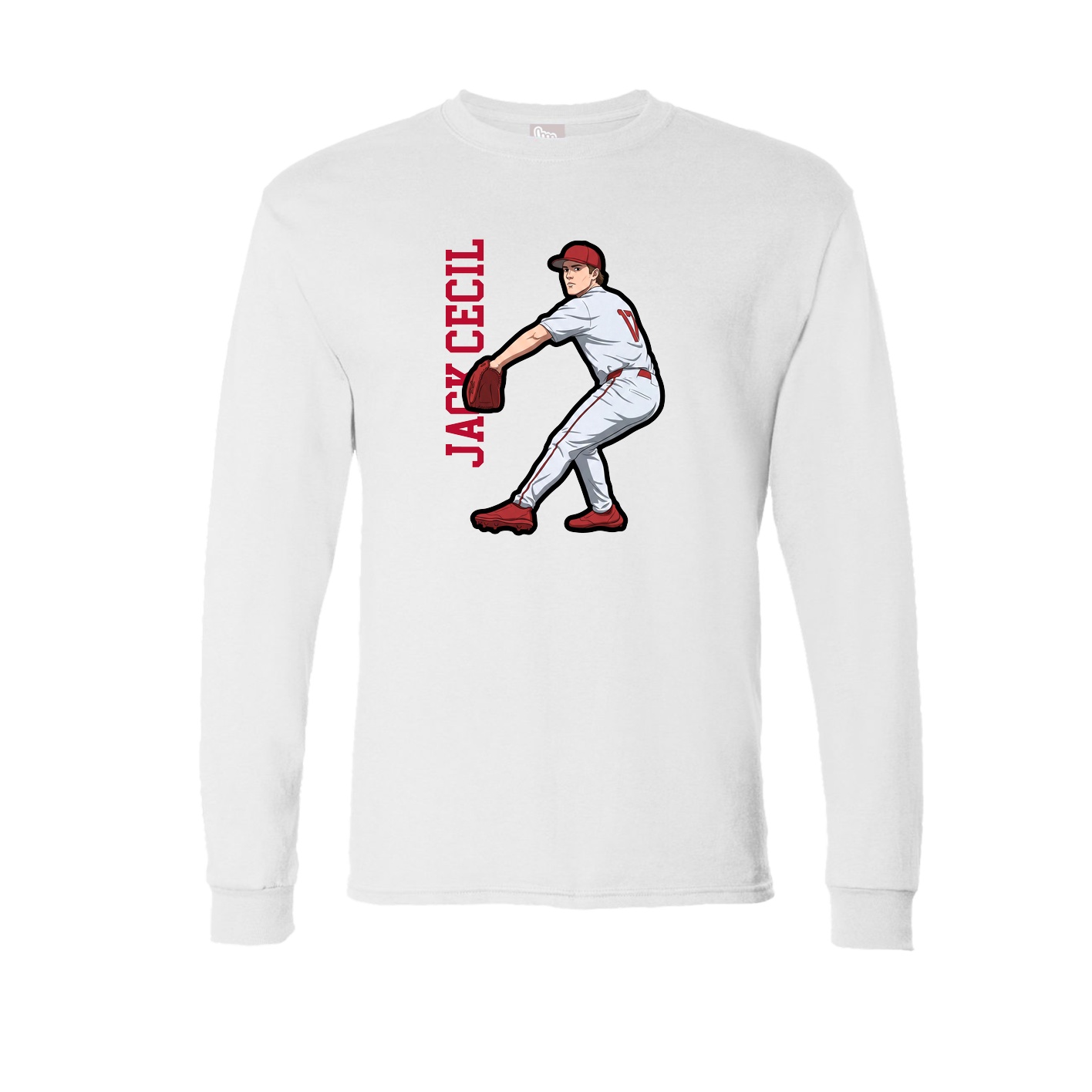 Long Sleeve Tee — Name Vertical in White