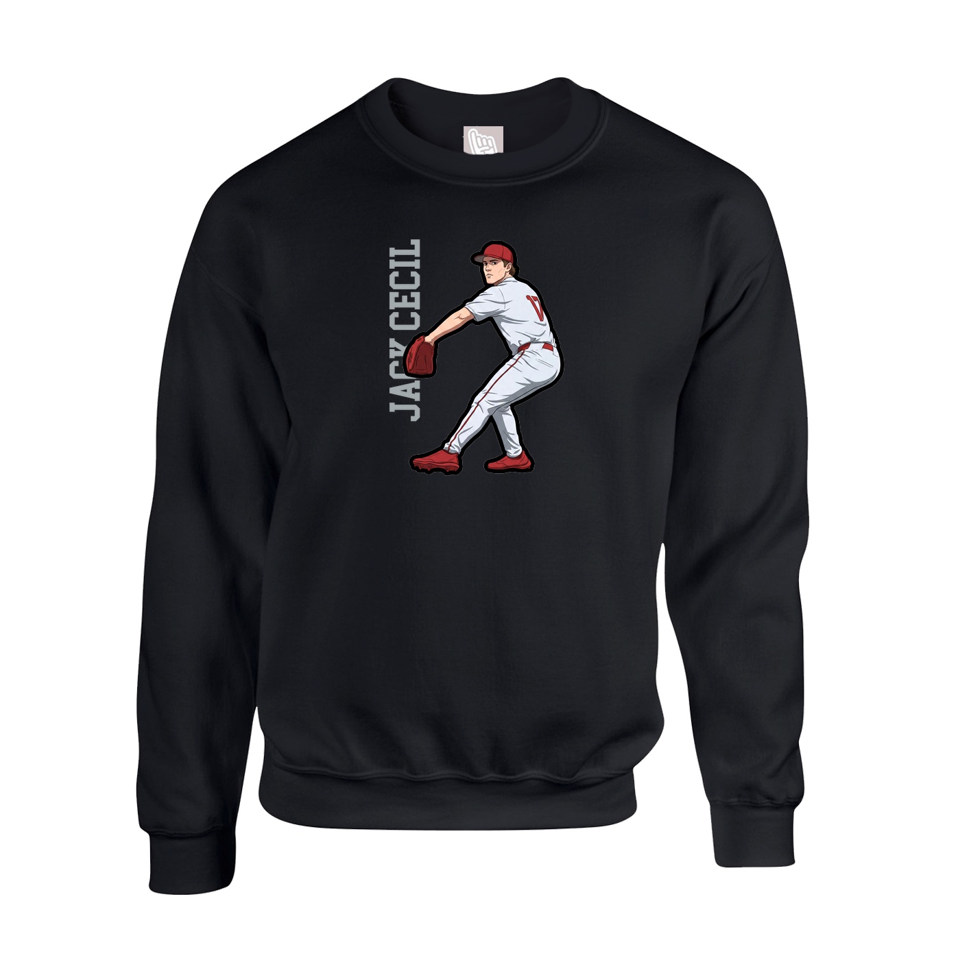 Fleece Crew — Name Vertical in Black
