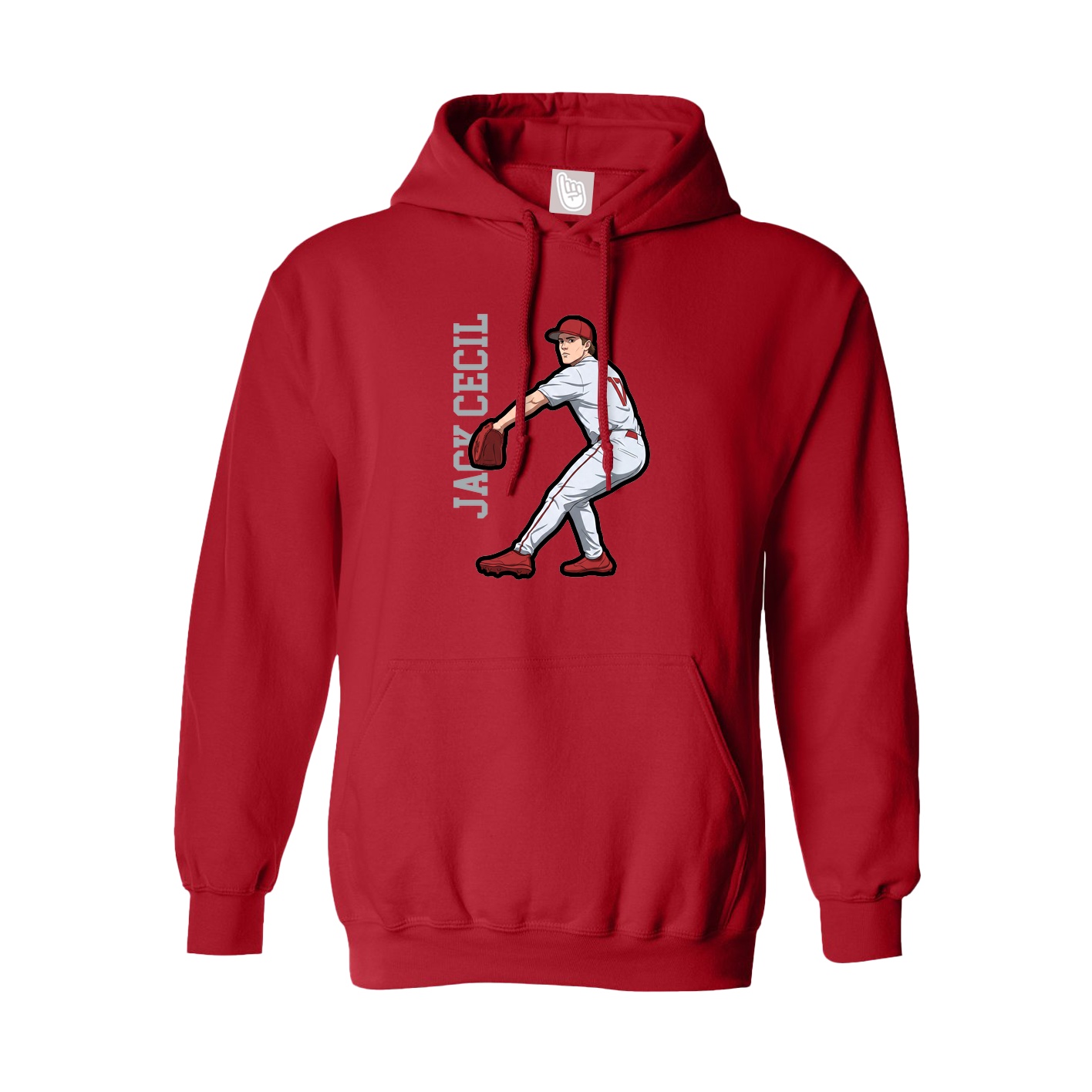 Youth Hoodie — Name Vertical in Red