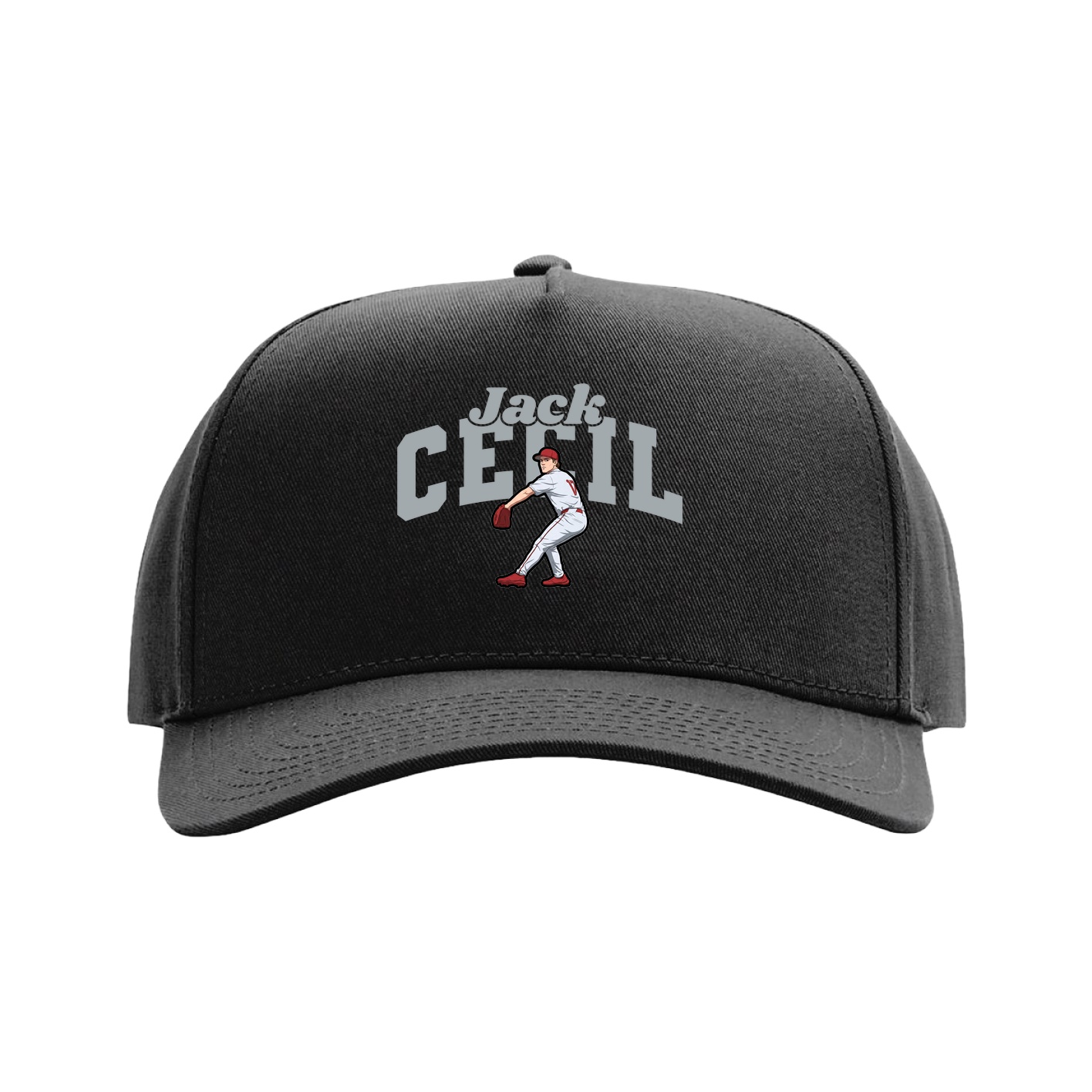 Full Fabric Five-Panel Champ Cap — Signature Arch in Black
