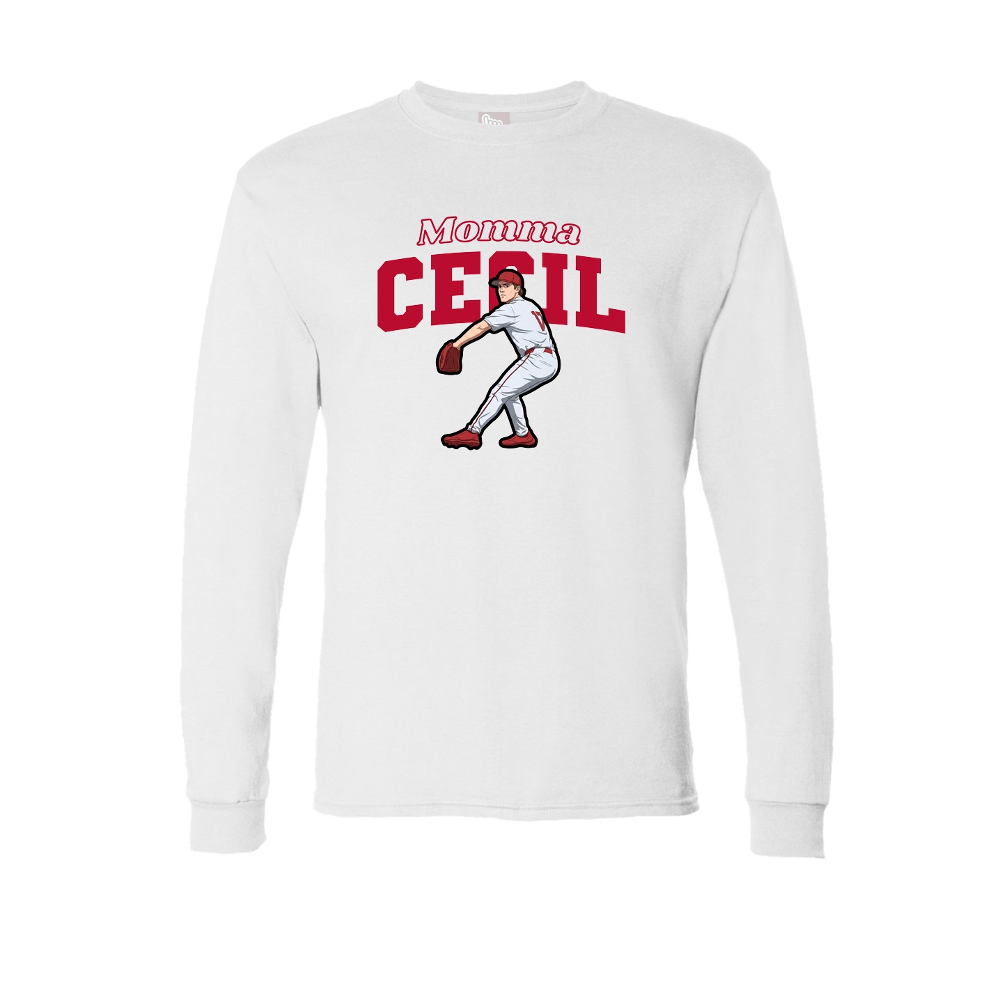 Long Sleeve Tee — Mothers Day Block in White