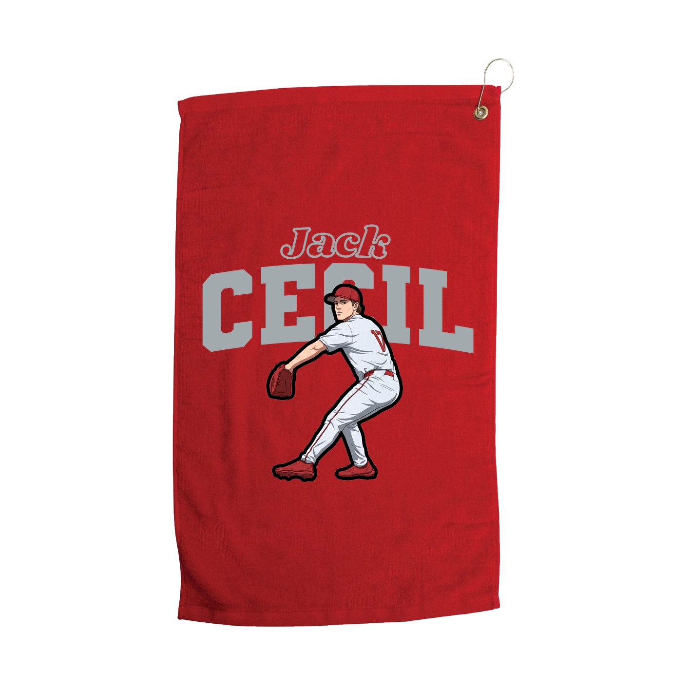 Golf Towel — Name Arch in Red