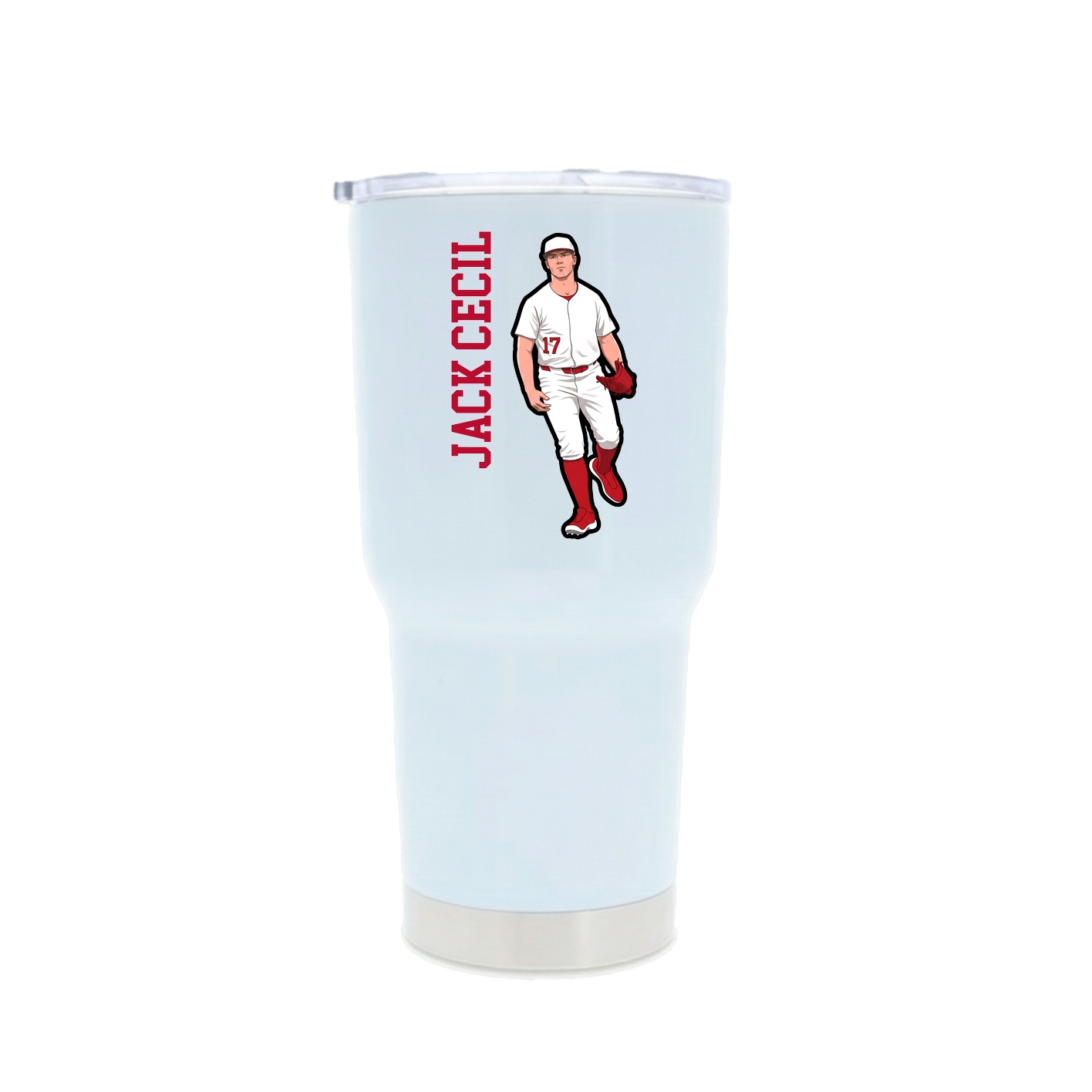 30oz Stainless Steel Tumbler — Name Vertical in White