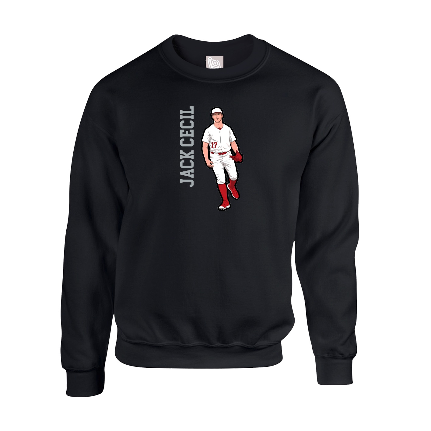 Fleece Crew — Name Vertical in Black