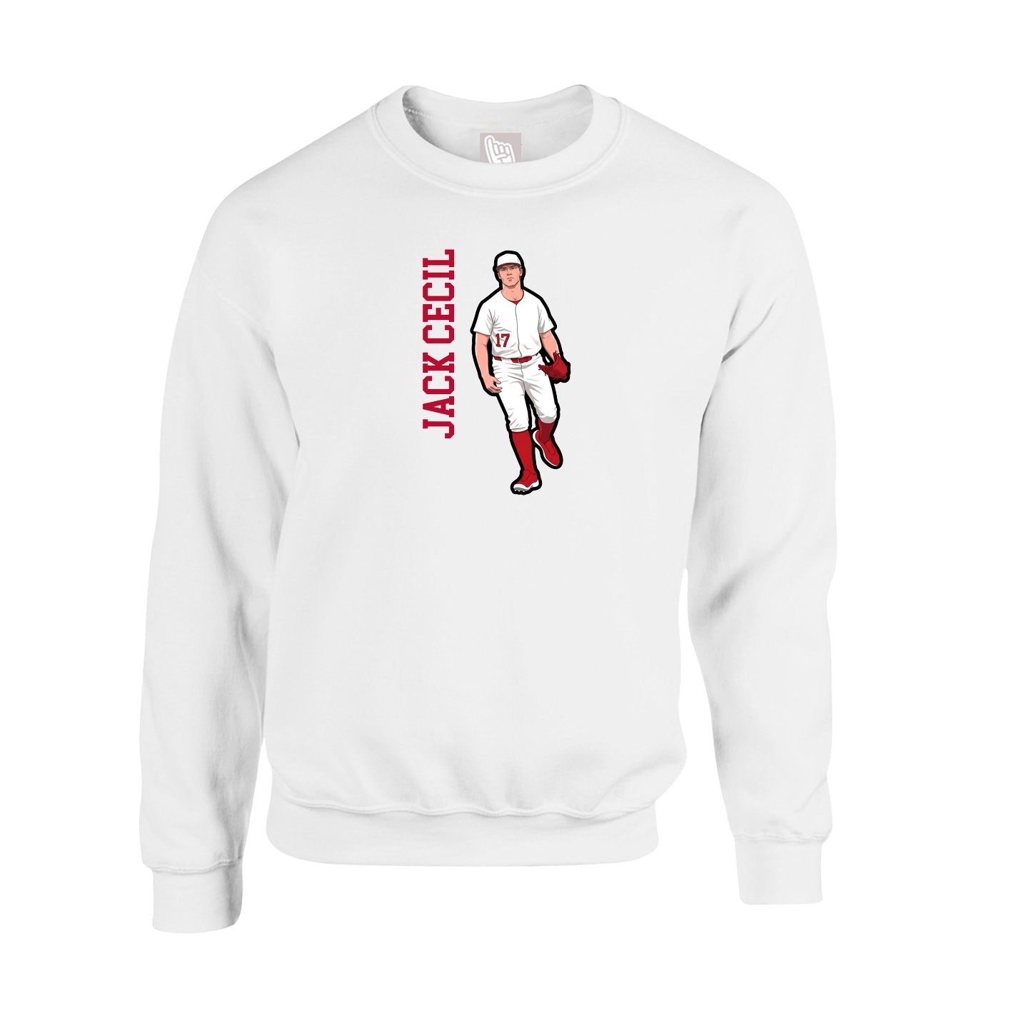 Fleece Crew — Name Vertical in White
