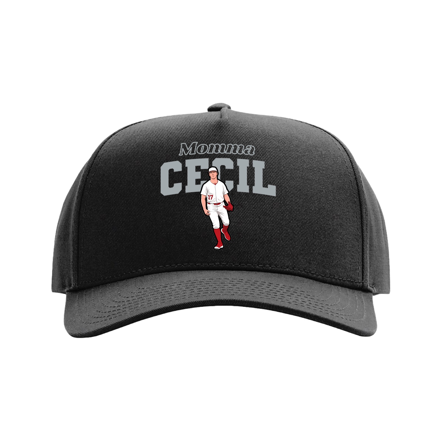 Full Fabric Five-Panel Champ Cap — Mothers Day Block in Black