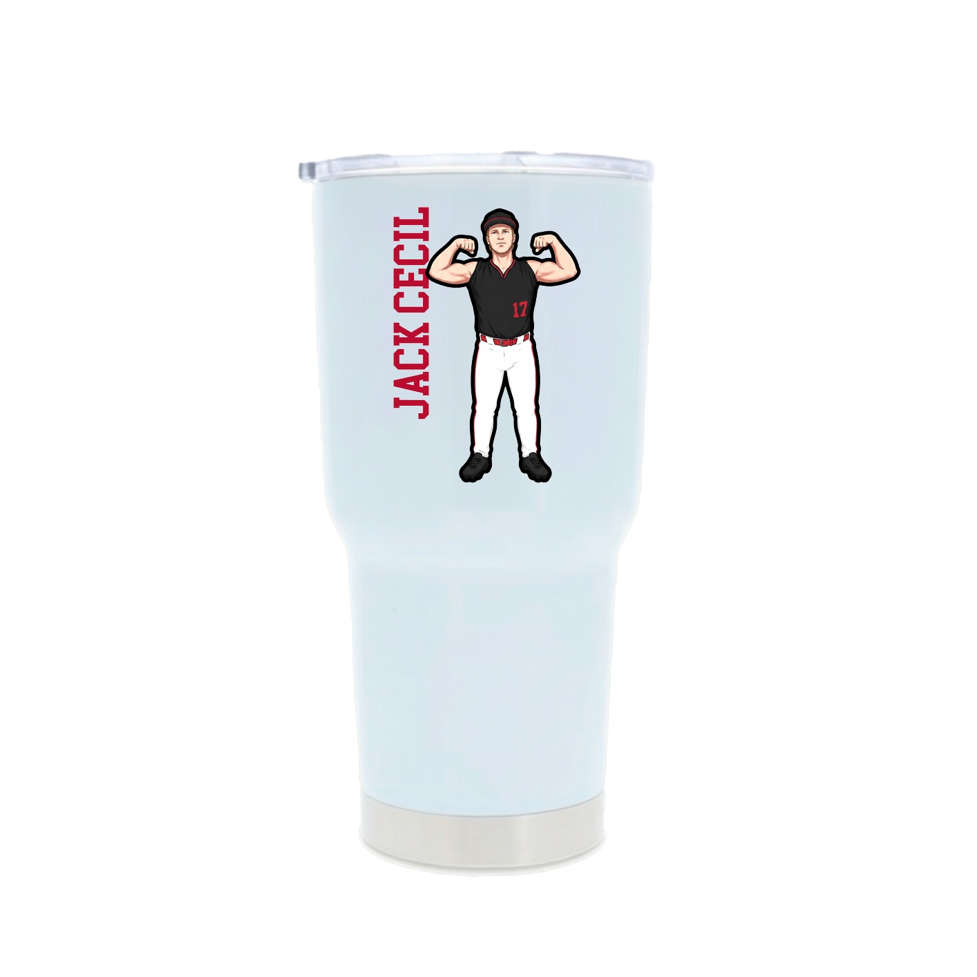 30oz Stainless Steel Tumbler — Name Vertical in White