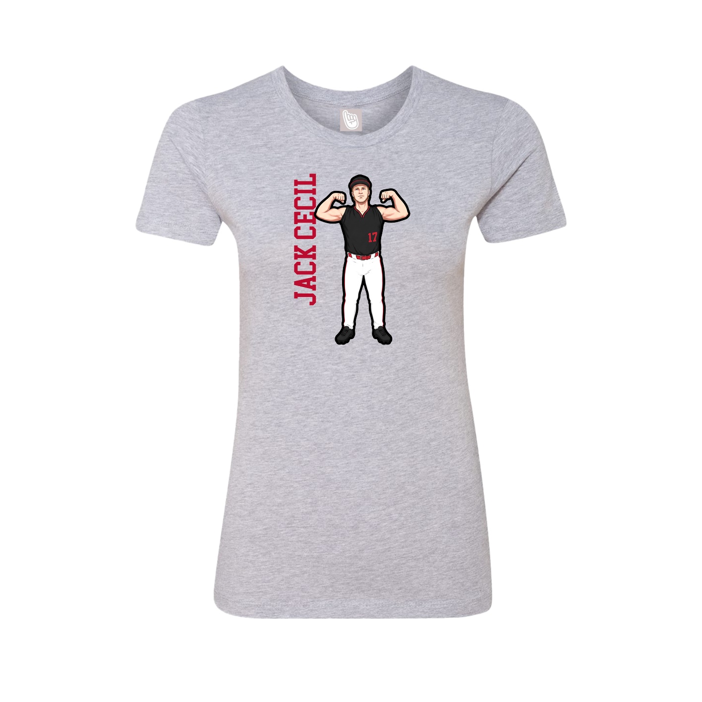 Womens Tee — Name Vertical in Grey
