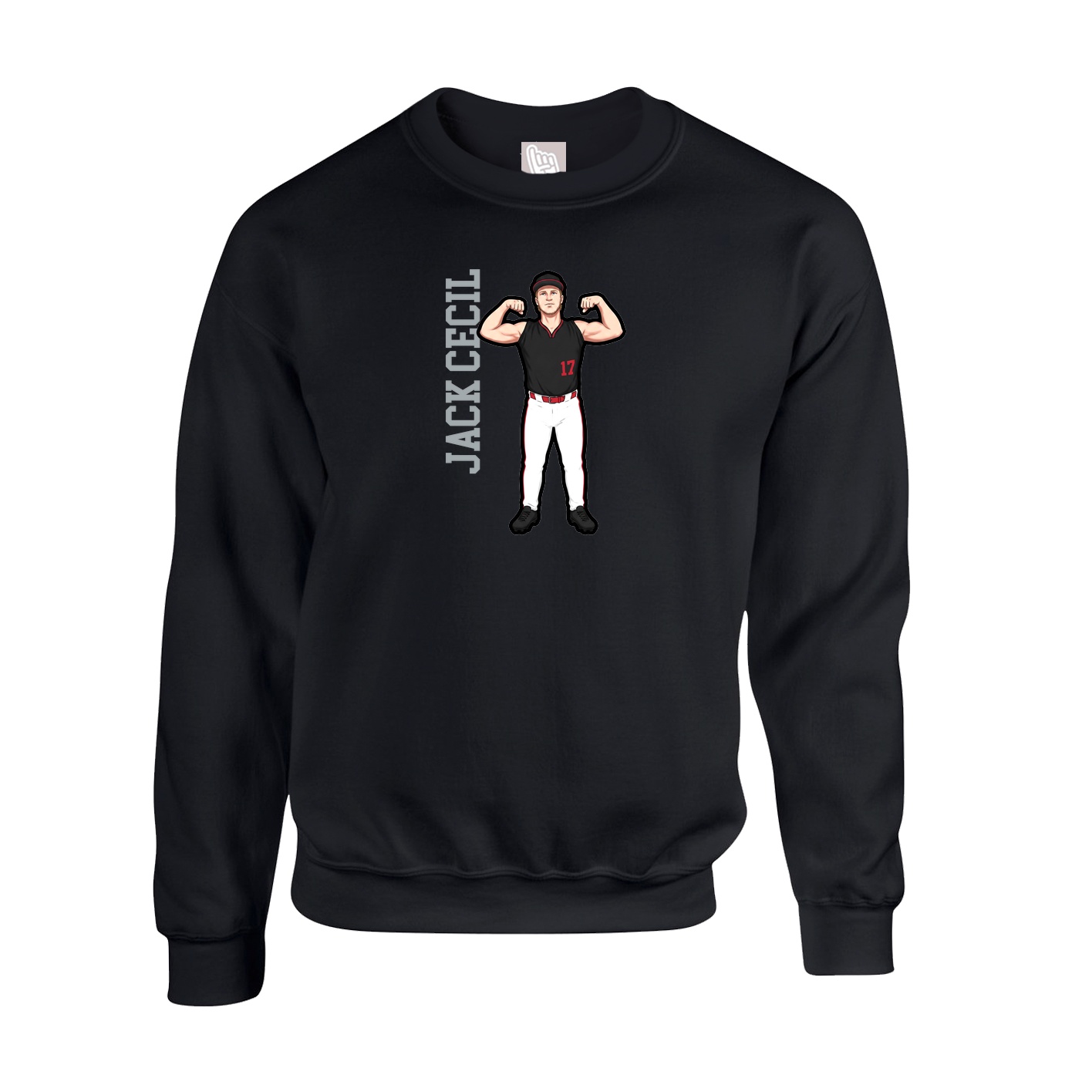 Fleece Crew — Name Vertical in Black