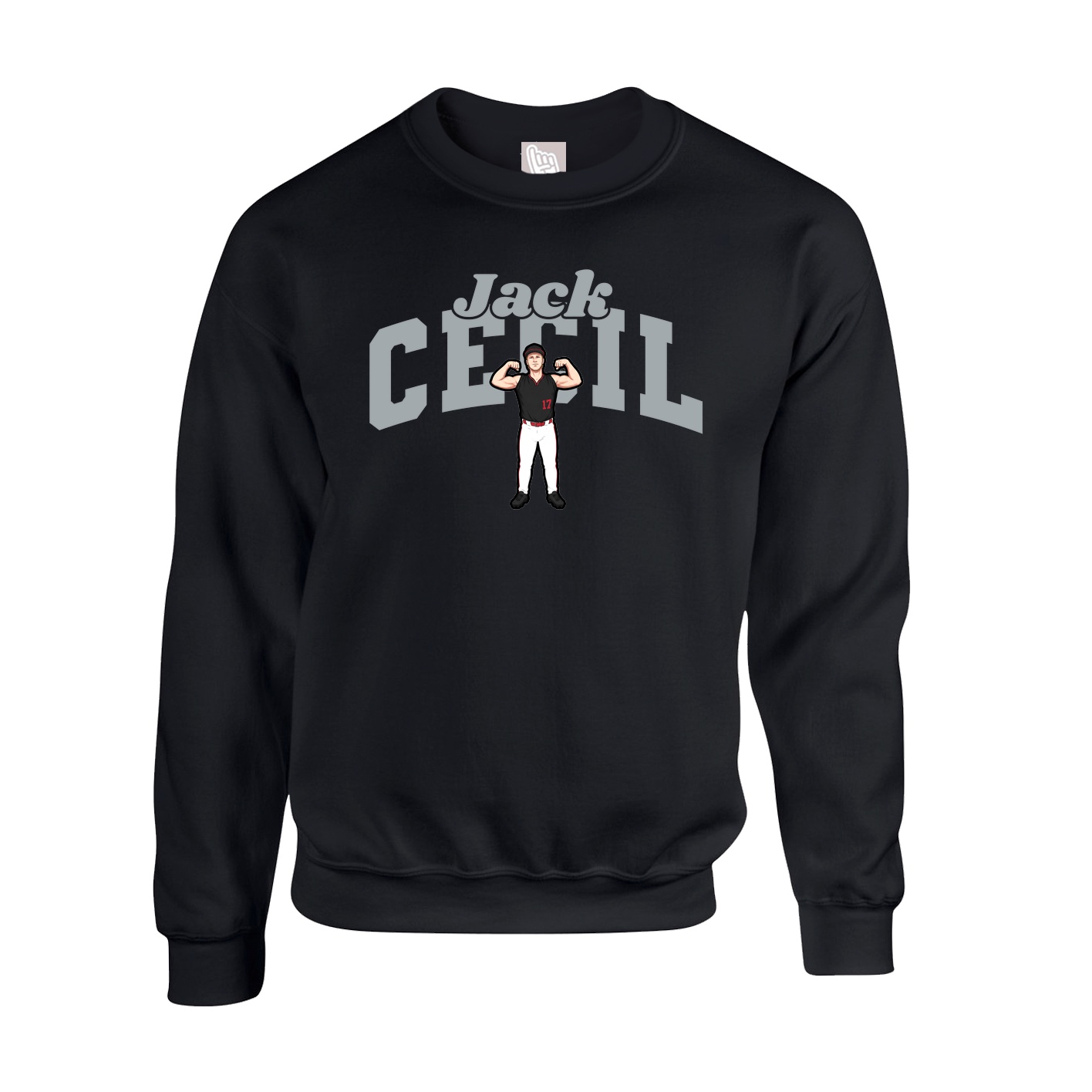 Fleece Crew — Signature Arch in Black