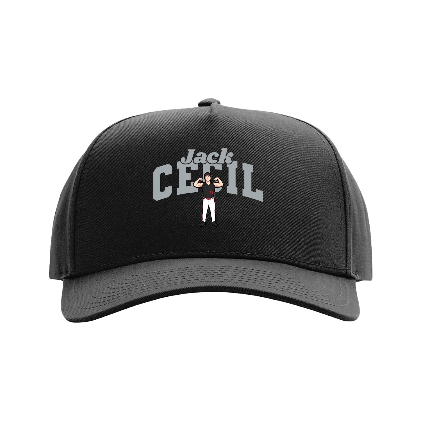 Full Fabric Five-Panel Champ Cap — Signature Arch in Black