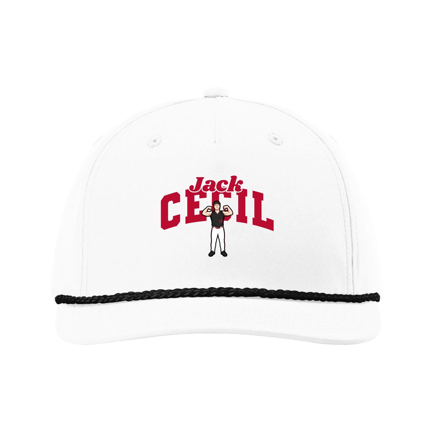 Five-Panel Classic Rope Cap — Signature Arch in White