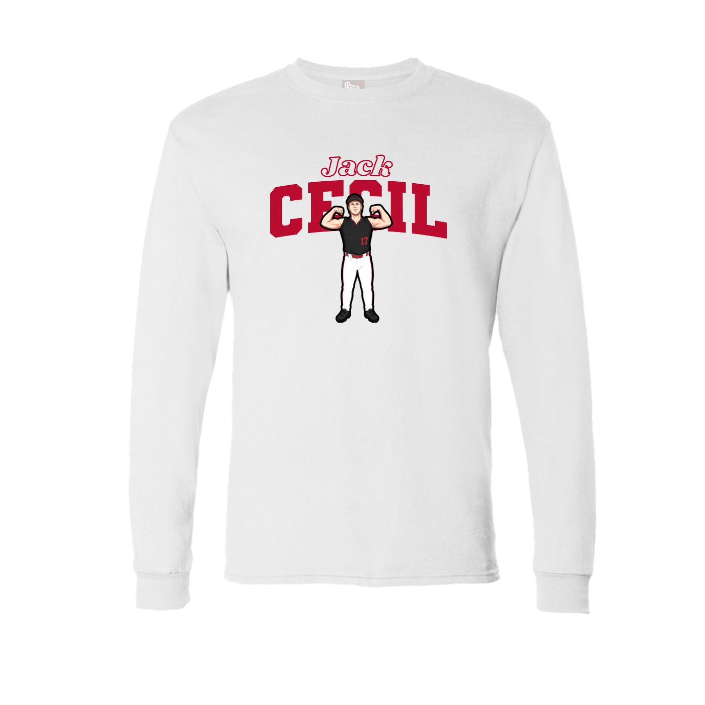 Long Sleeve Tee — Name Arch in White