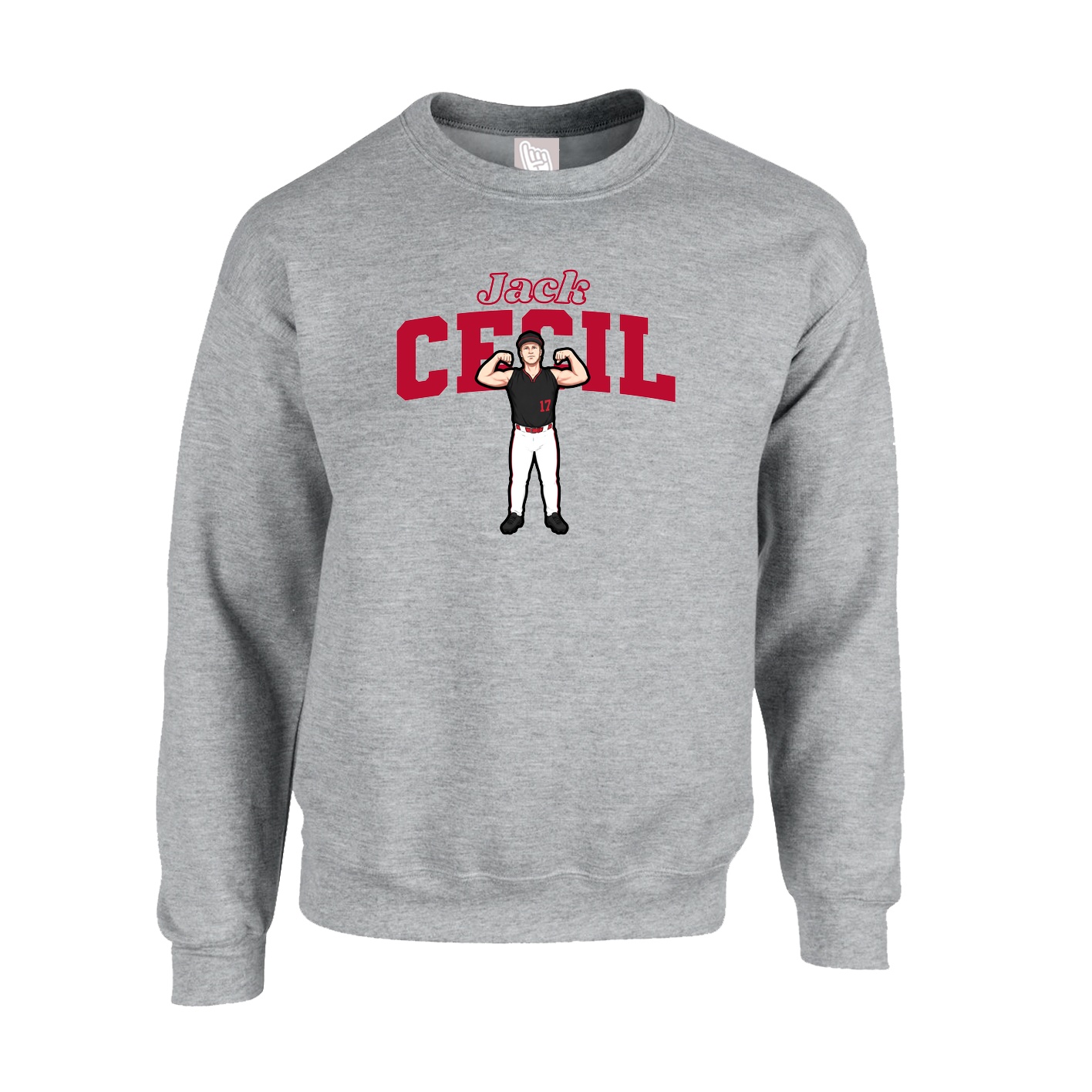 Fleece Crew — Name Arch in Grey