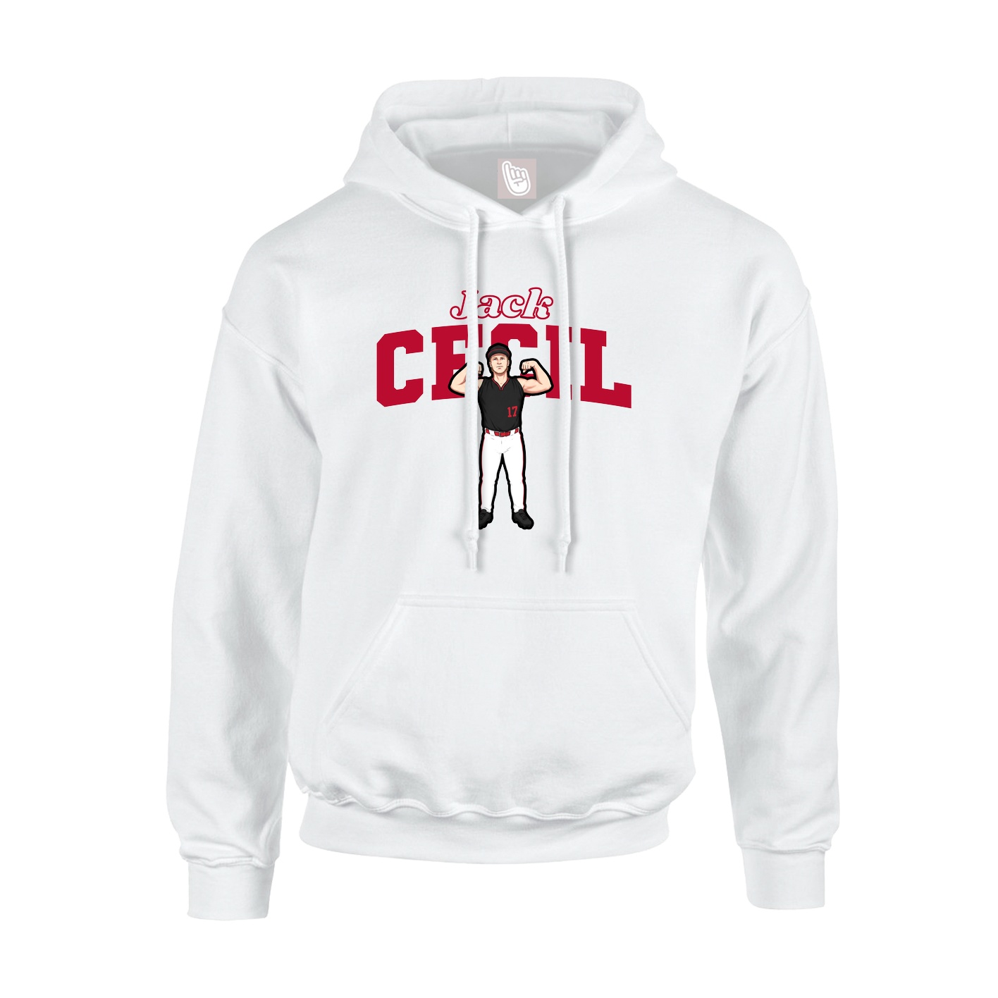 Youth Hoodie — Name Arch in White