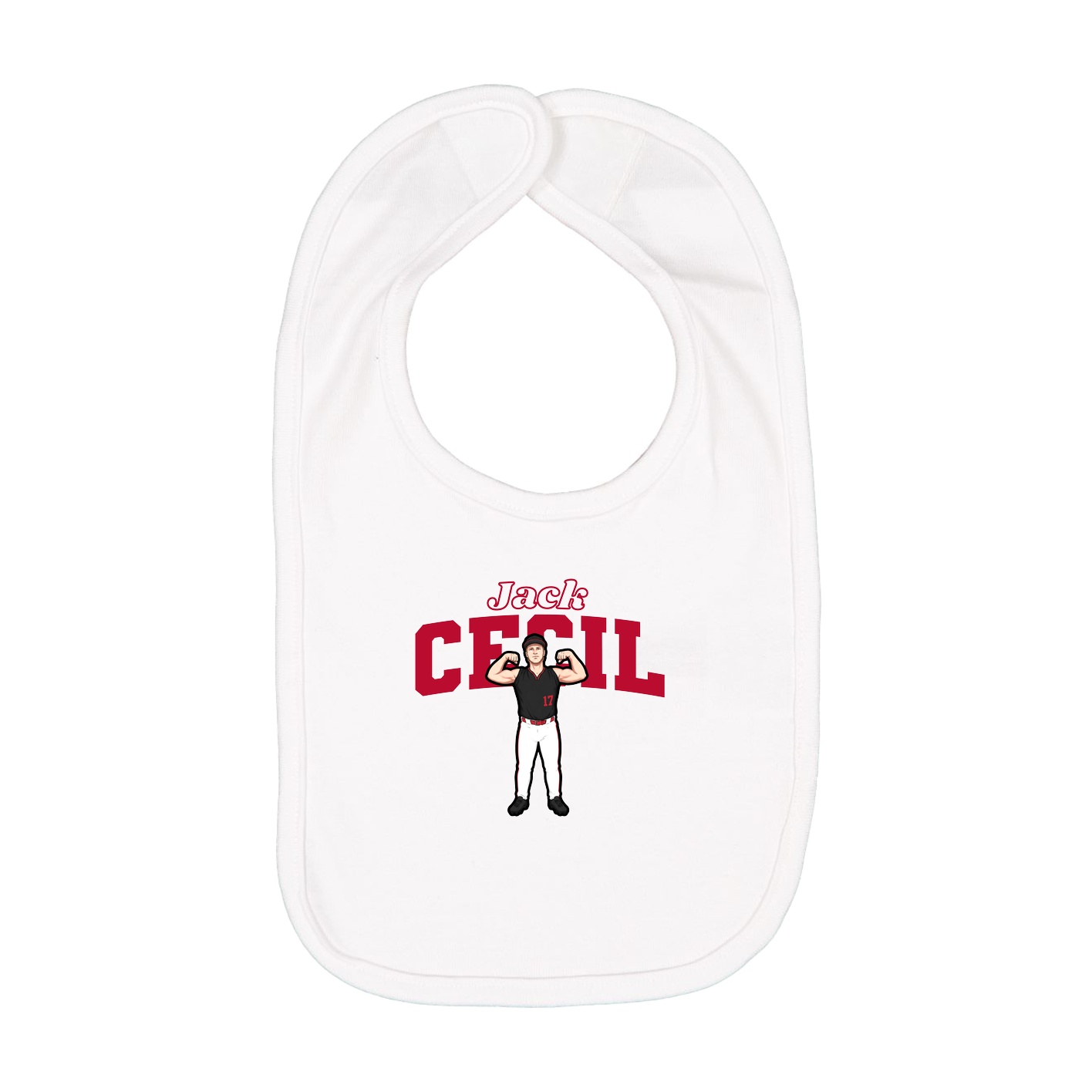 Infant Bib — Name Arch in White
