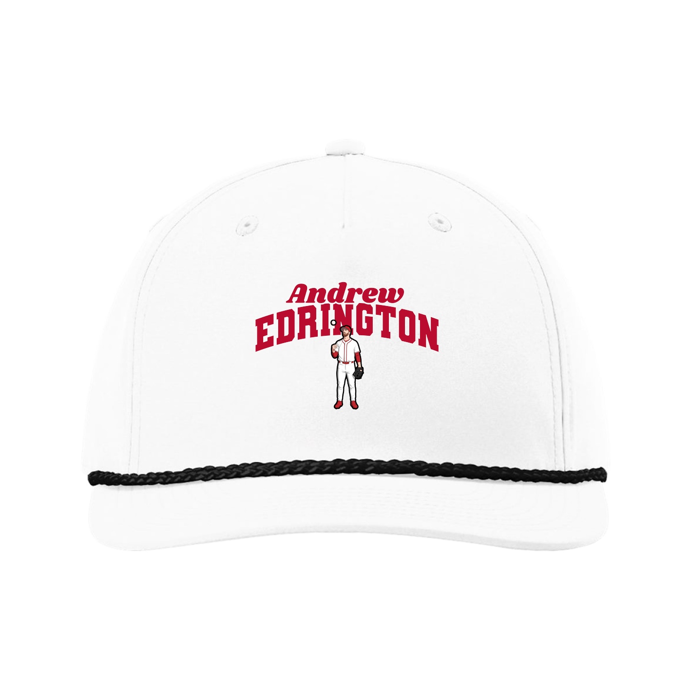 Five-Panel Classic Rope Cap — Signature Arch in White