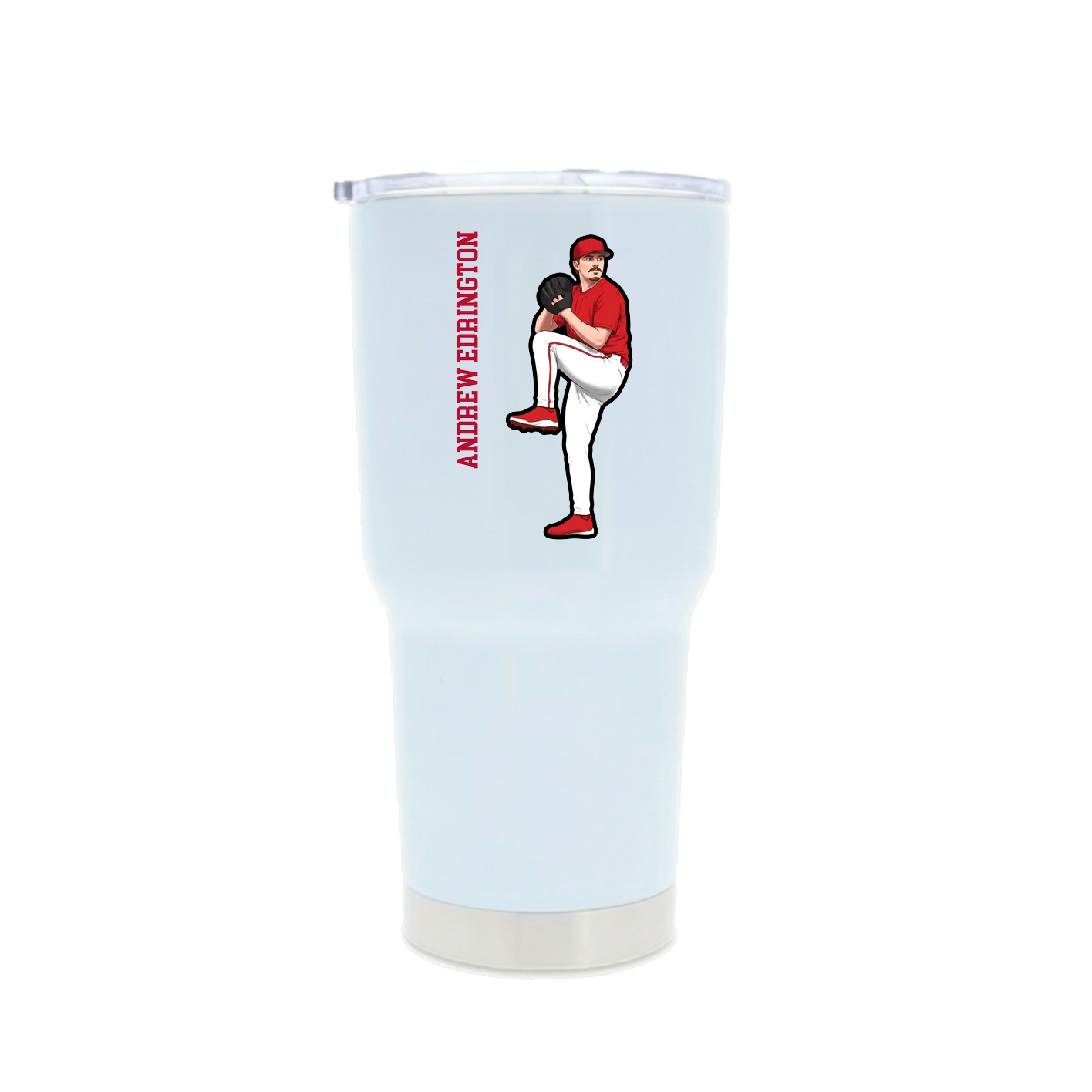 30oz Stainless Steel Tumbler — Name Vertical in White