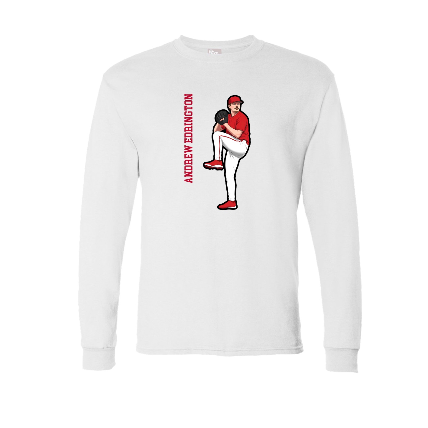 Long Sleeve Tee — Name Vertical in White