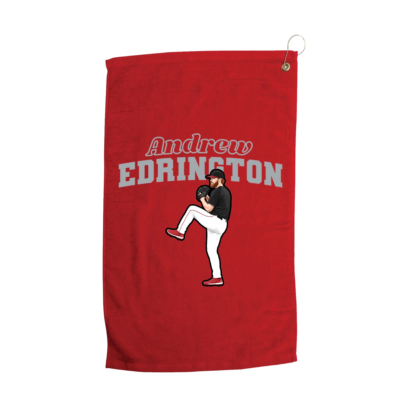 Golf Towel — Name Arch in Red