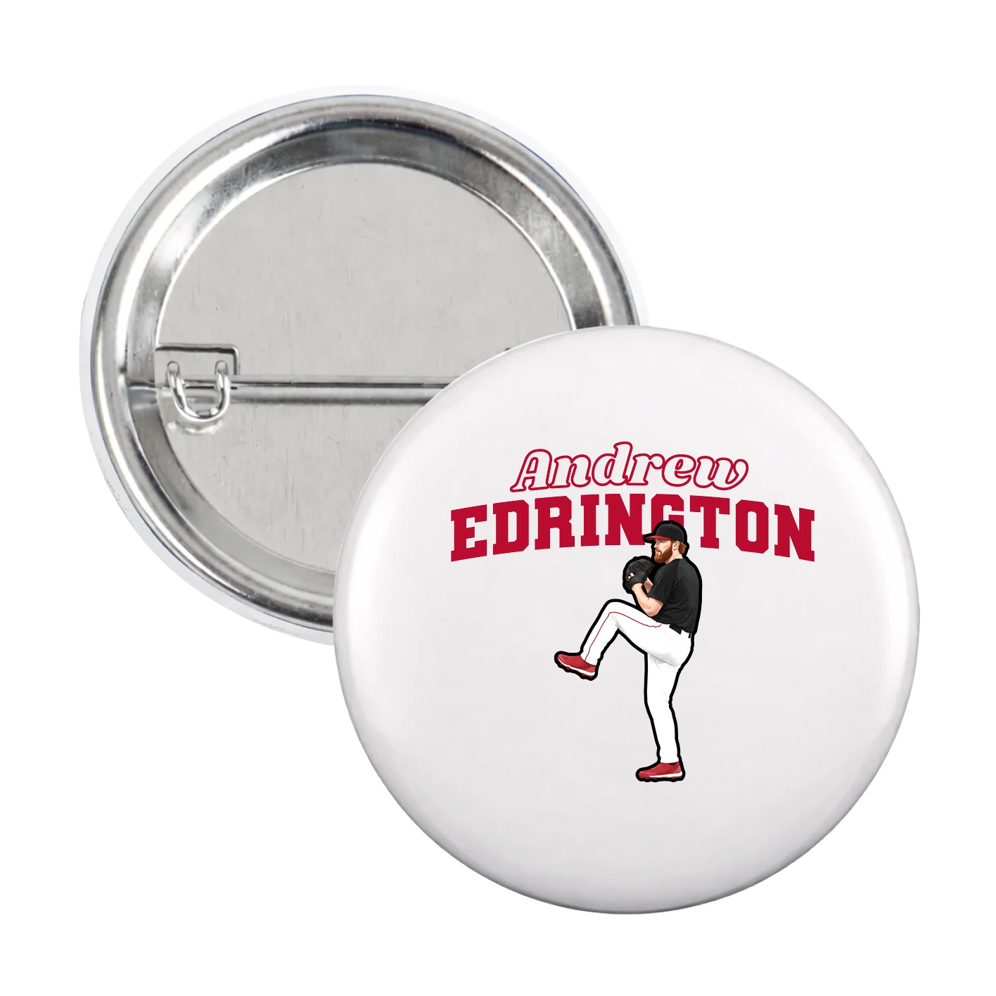 Game Day Button — Name Arch in White