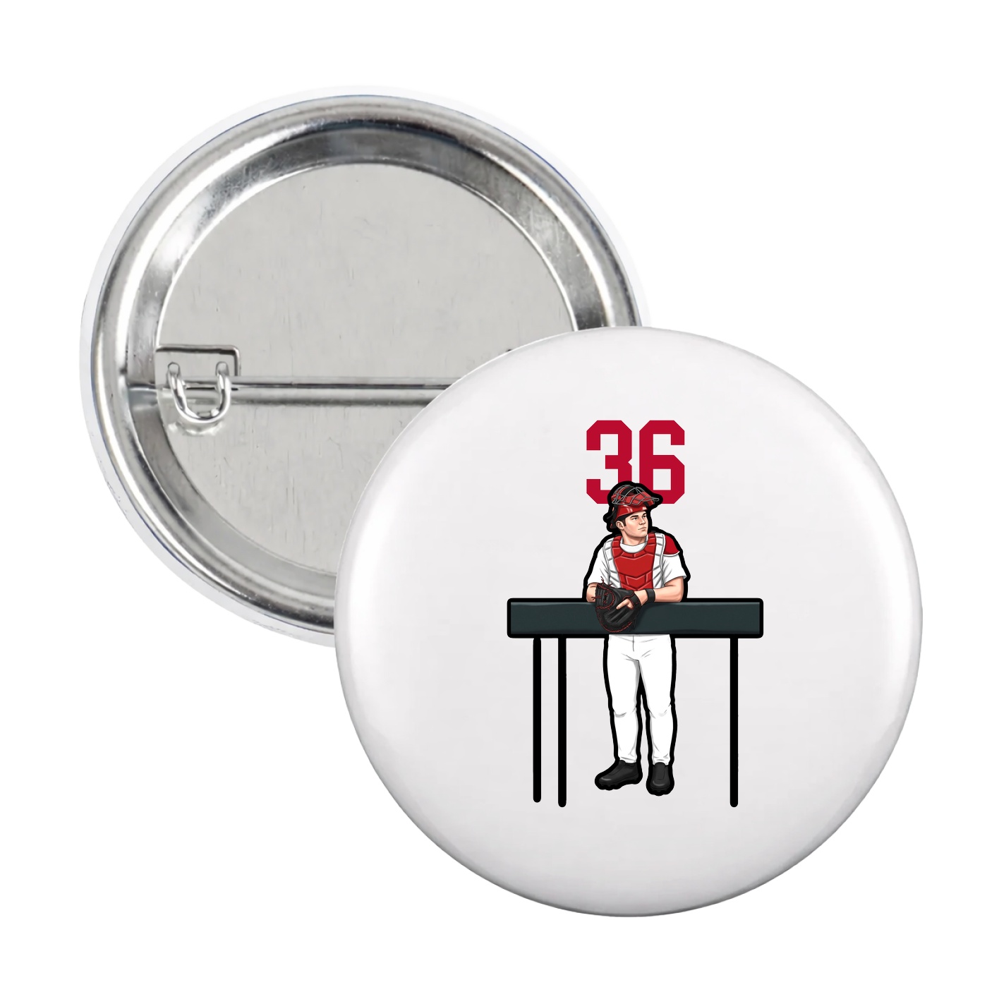 Game Day Button — Number Top in White