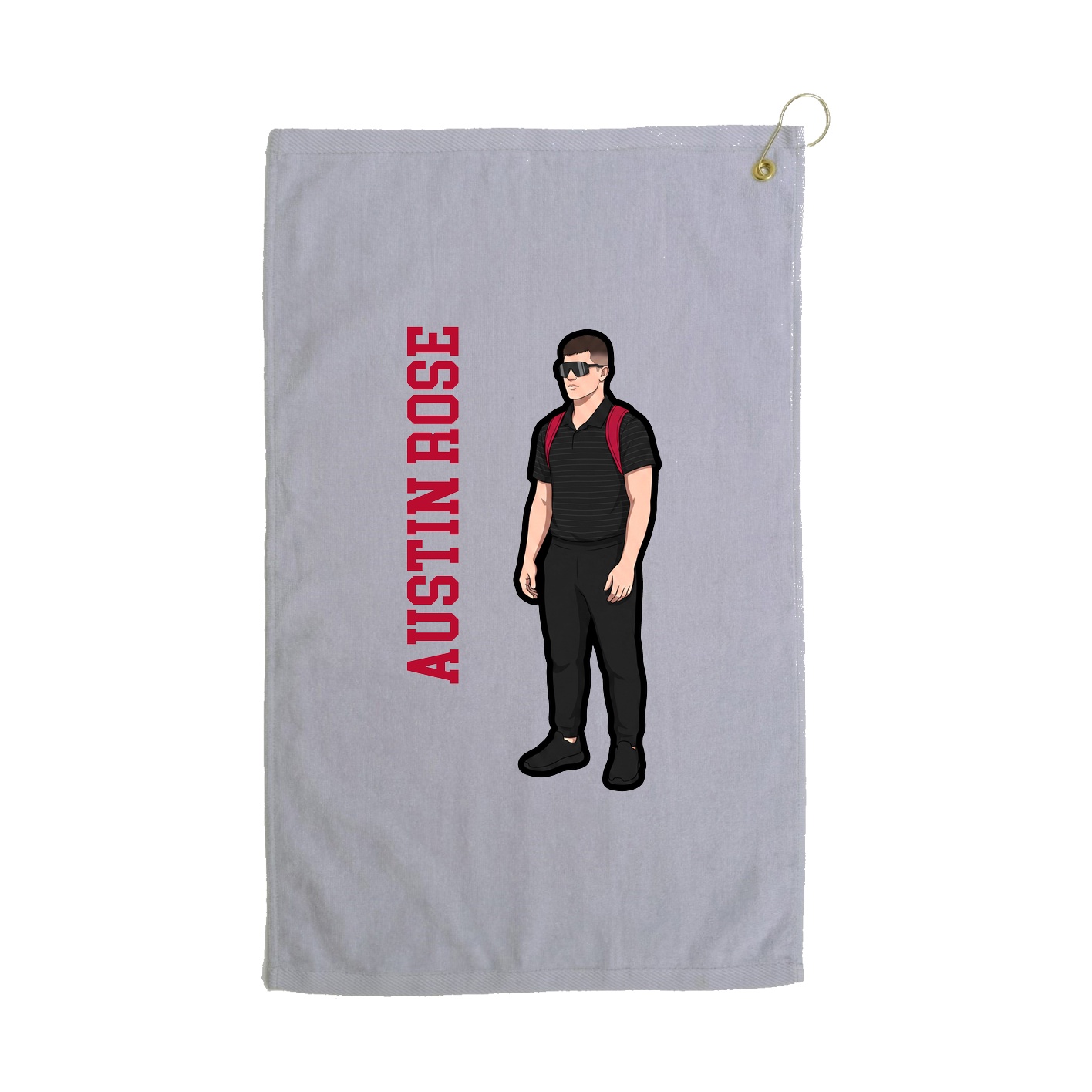 Golf Towel — Name Vertical in Grey