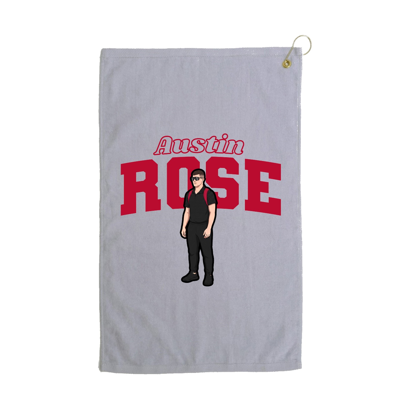 Golf Towel — Name Arch in Grey