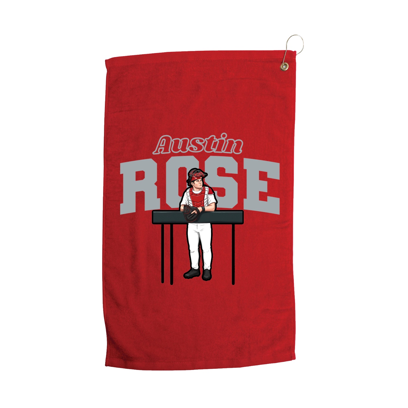 Golf Towel — Name Arch in Red