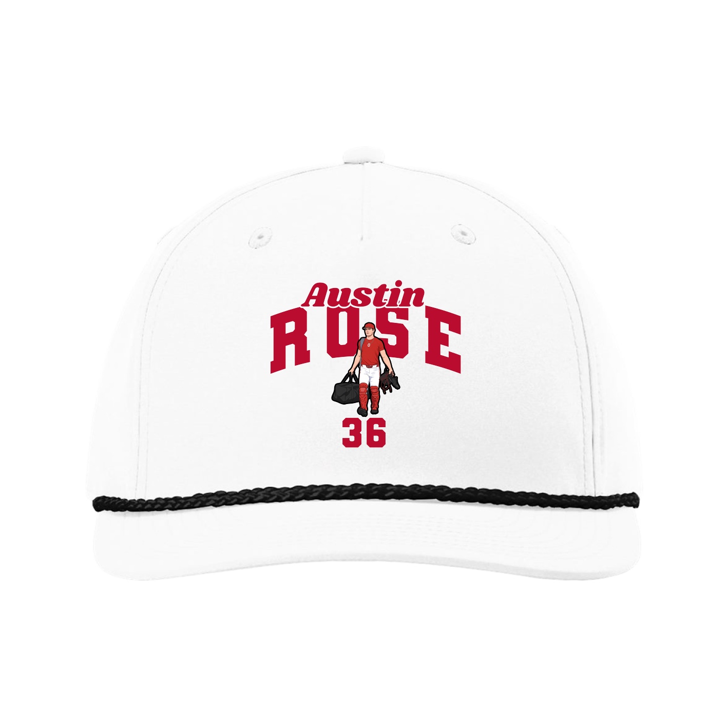 Five-Panel Classic Rope Cap — Signature Arch in White