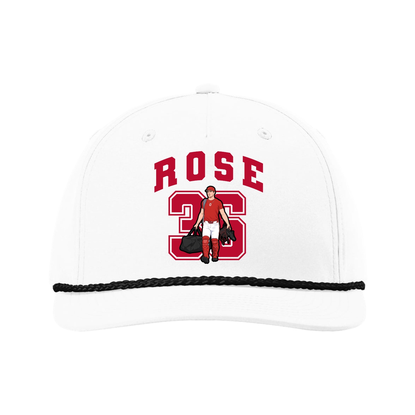 Five-Panel Classic Rope Cap — Number in White