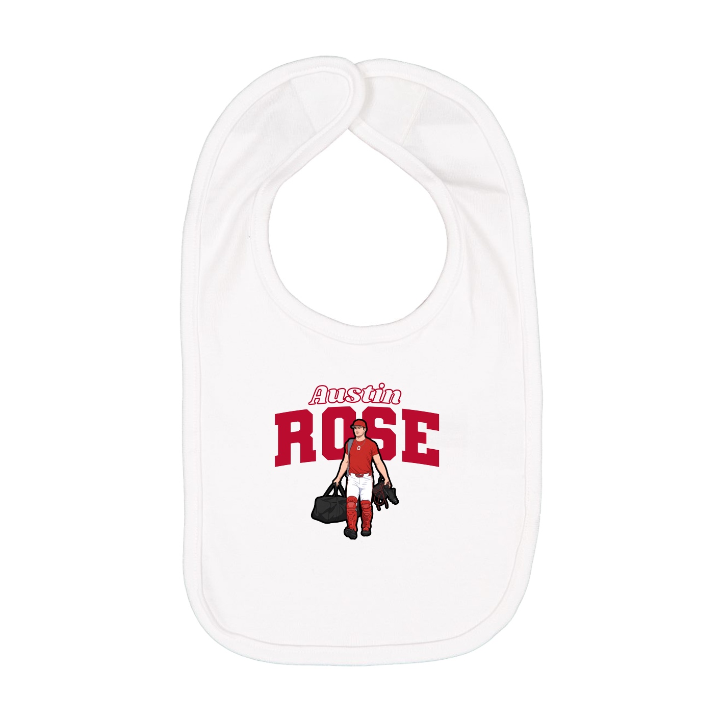 Infant Bib — Name Arch in White