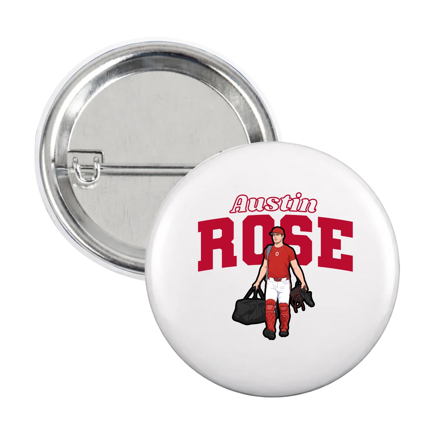 Game Day Button — Name Arch in White